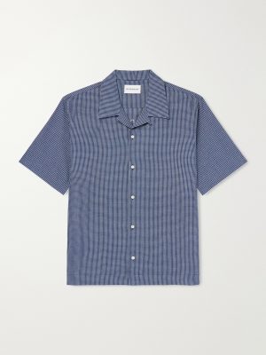Logo-Embroidered Checked Cotton Bowling Shirt Logo-Embroidered Checked Cotton Bowling Shirt