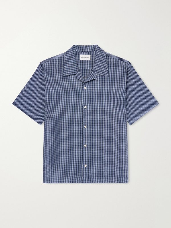 Logo-Embroidered Checked Cotton Bowling Shirt Logo-Embroidered Checked Cotton Bowling Shirt