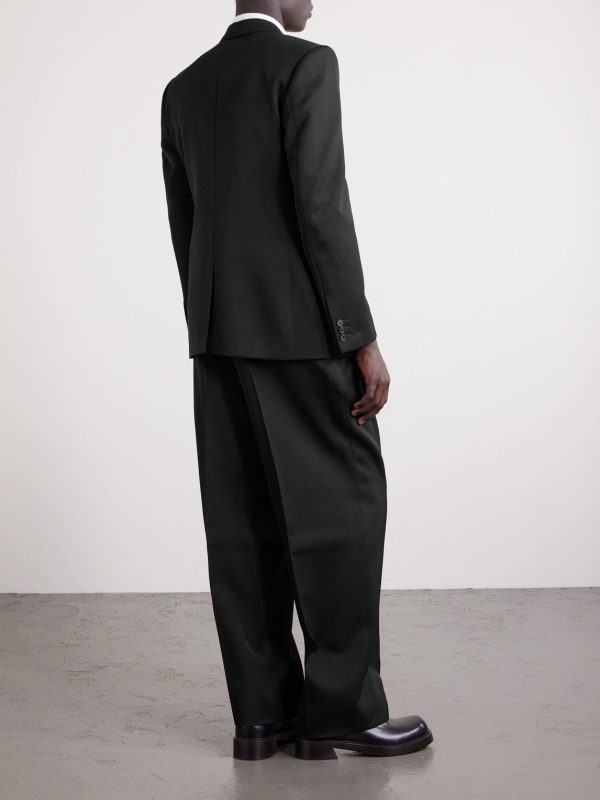 Straight-Leg Pleated Grain De Poudre Wool Trousers - BK