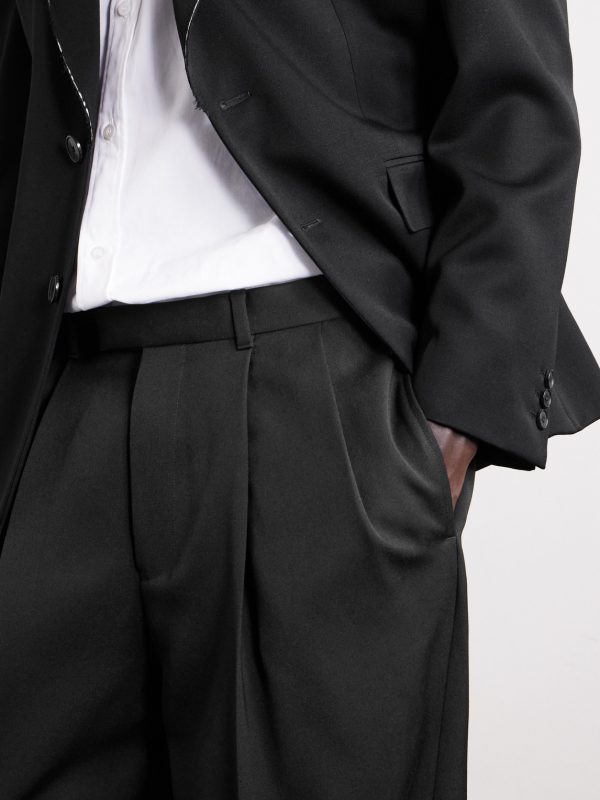 Straight-Leg Pleated Grain De Poudre Wool Trousers - E1