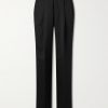 Straight-Leg Pleated Grain De Poudre Wool Trousers