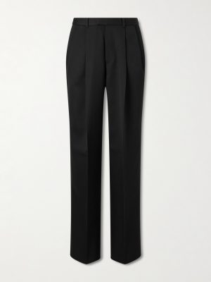 Straight-Leg Pleated Grain De Poudre Wool Trousers Straight-Leg Pleated Grain De Poudre Wool Trousers
