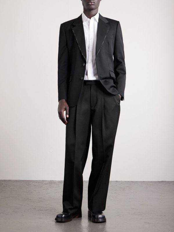 Straight-Leg Pleated Grain De Poudre Wool Trousers - OU