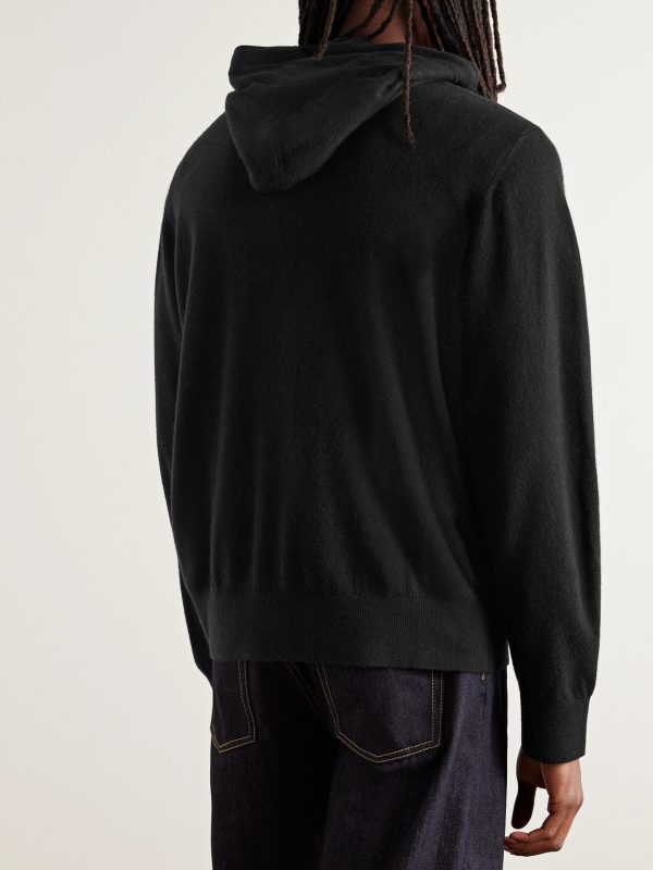 Logo-Print Wool and Cashmere-Blend Hoodie - BK Logo-Print Wool and Cashmere-Blend Hoodie - BK