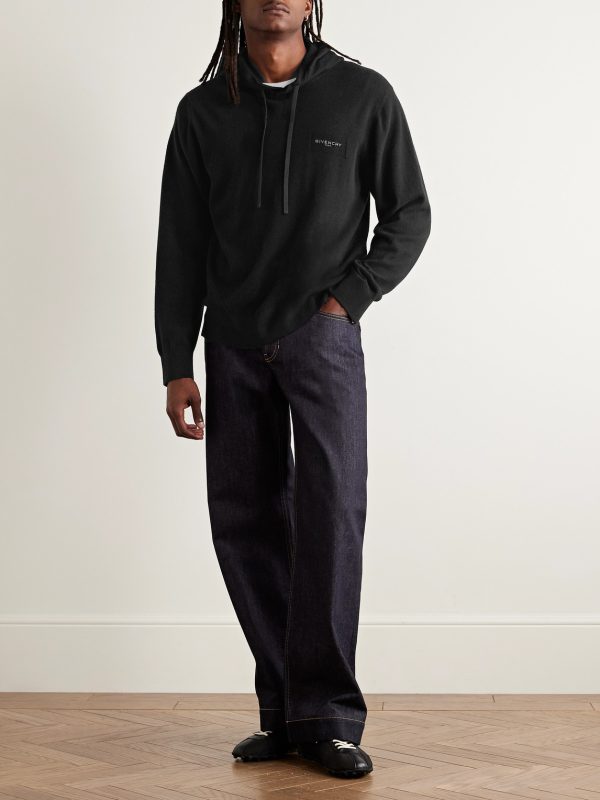 Logo-Print Wool and Cashmere-Blend Hoodie - OU Logo-Print Wool and Cashmere-Blend Hoodie - OU