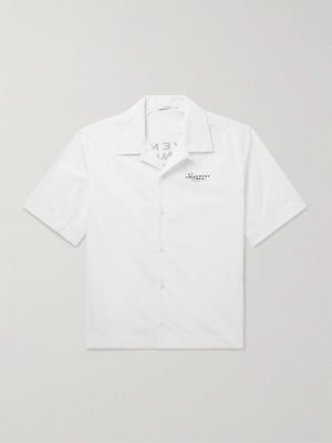 Convertible-Collar Logo-Print Cotton-Poplin Shirt Convertible-Collar Logo-Print Cotton-Poplin Shirt