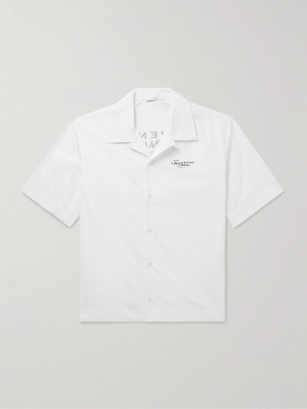 Convertible-Collar Logo-Print Cotton-Poplin Shirt Convertible-Collar Logo-Print Cotton-Poplin Shirt