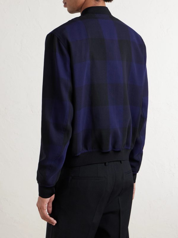 Checked Twill Varsity Jacket - BK Checked Twill Varsity Jacket - BK