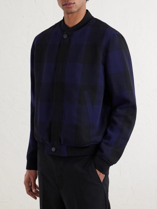 Checked Twill Varsity Jacket - FR Checked Twill Varsity Jacket - FR