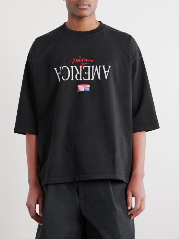 Welcome To America Logo-Embroidered Cotton-Jersey T-Shirt - FR