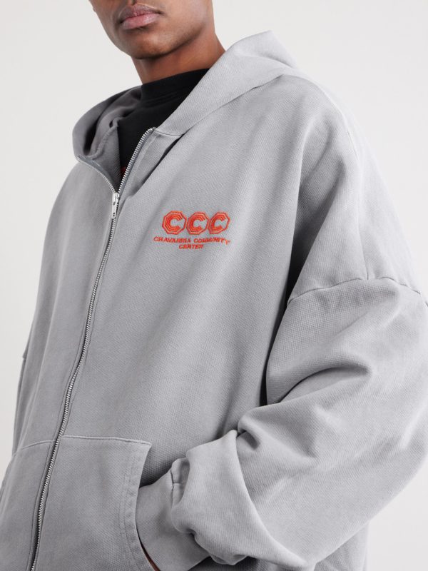Logo-Embroidered Cotton-Jersey Zip-Up Hoodie - CU Logo-Embroidered Cotton-Jersey Zip-Up Hoodie - CU