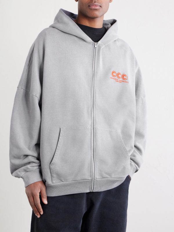 Logo-Embroidered Cotton-Jersey Zip-Up Hoodie - FR Logo-Embroidered Cotton-Jersey Zip-Up Hoodie - FR