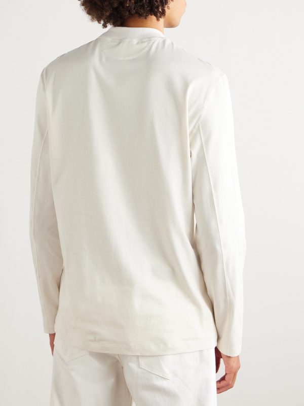 Logo-Print Cotton-Jersey Mock-Neck T-Shirt - BK Logo-Print Cotton-Jersey Mock-Neck T-Shirt - BK