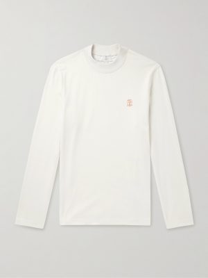 Logo-Print Cotton-Jersey Mock-Neck T-Shirt Logo-Print Cotton-Jersey Mock-Neck T-Shirt
