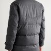 Double-Breasted Shearling-Trimmed Quilted Wool Down Jacket - BK