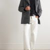 Double-Breasted Shearling-Trimmed Quilted Wool Down Jacket - OU