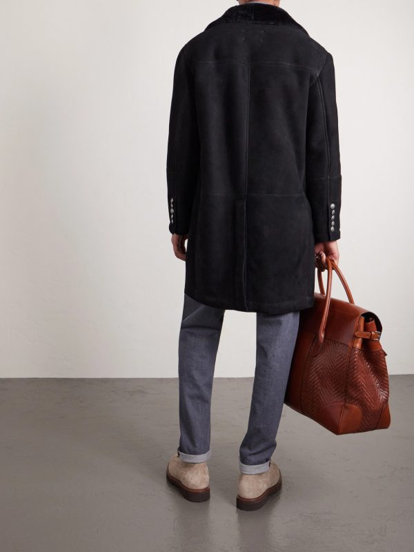 Double-Breasted Shearling Coat - BK