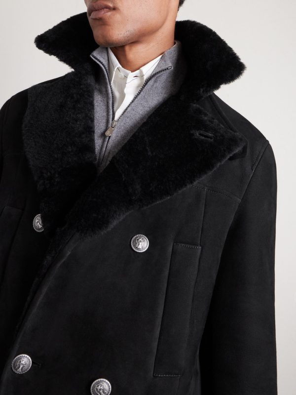 Double-Breasted Shearling Coat - CU