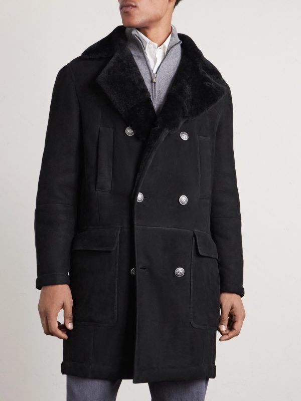Double-Breasted Shearling Coat - FR