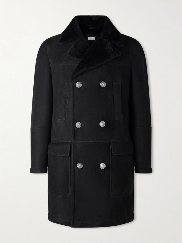Double-Breasted Shearling Coat