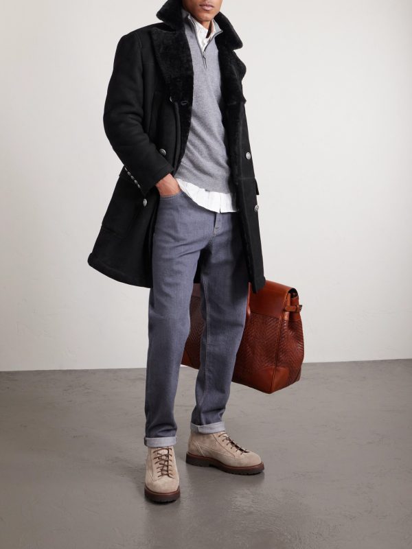 Double-Breasted Shearling Coat - OU
