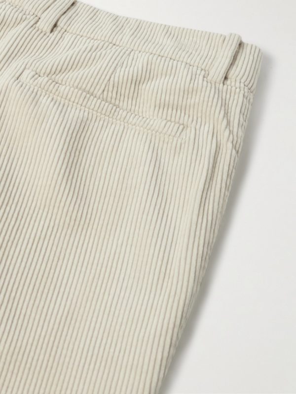 Straight-Leg Pleated Cotton-Corduroy Trousers - CU