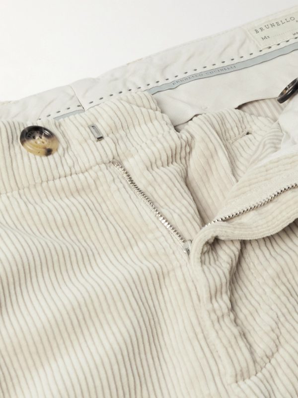 Straight-Leg Pleated Cotton-Corduroy Trousers - E1