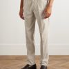 Straight-Leg Pleated Cotton-Corduroy Trousers - FR