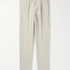 Straight-Leg Pleated Cotton-Corduroy Trousers