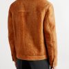 Shearling-Trimmed Suede Trucker Jacket - BK Shearling-Trimmed Suede Trucker Jacket - BK