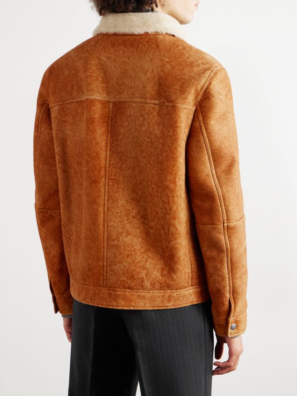 Shearling-Trimmed Suede Trucker Jacket - BK Shearling-Trimmed Suede Trucker Jacket - BK