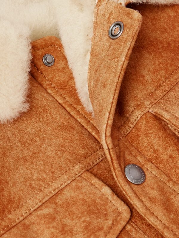 Shearling-Trimmed Suede Trucker Jacket - CU Shearling-Trimmed Suede Trucker Jacket - CU