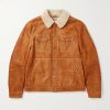 Shearling-Trimmed Suede Trucker Jacket Shearling-Trimmed Suede Trucker Jacket