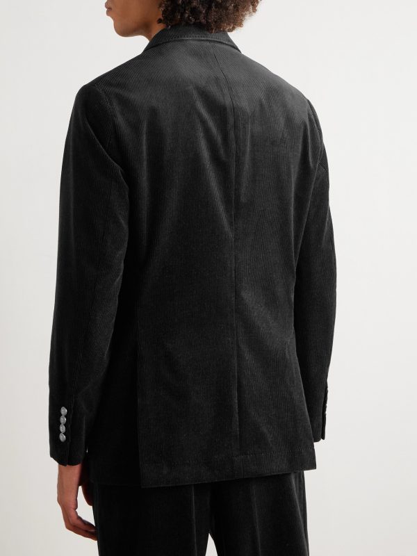Double-Breasted Cotton-Blend Corduroy Suit Jacket - BK