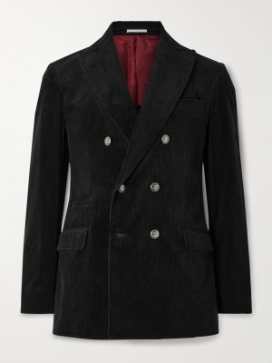 Double-Breasted Cotton-Blend Corduroy Suit Jacket