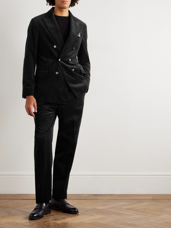 Double-Breasted Cotton-Blend Corduroy Suit Jacket - OU