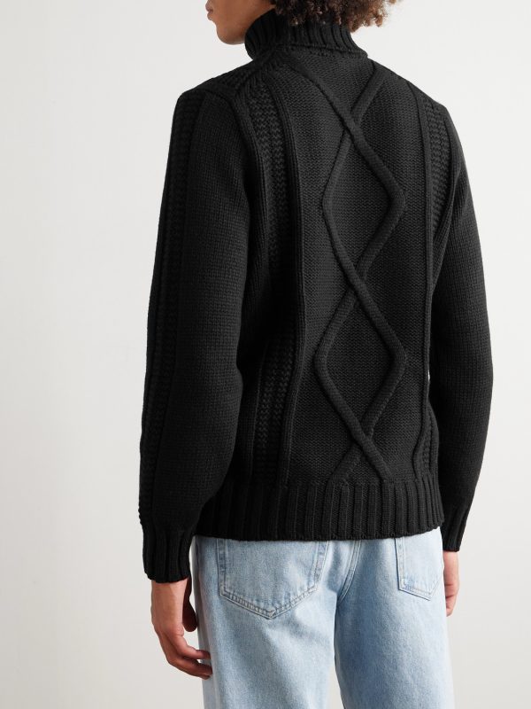 Intarsia Cashmere Rollneck Sweater - BK Intarsia Cashmere Rollneck Sweater - BK