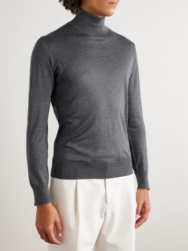 Silk and Cotton-Blend Rollneck Sweater - FR Silk and Cotton-Blend Rollneck Sweater - FR