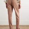 Straight-Leg Pleated Herringbone Wool and Cashmere-Blend Trousers - BK
