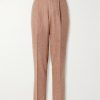Straight-Leg Pleated Herringbone Wool and Cashmere-Blend Trousers