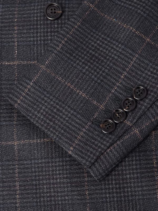 Checked Double-Breasted Cashmere and Virgin Wool-Blend Suit Jacket - CU