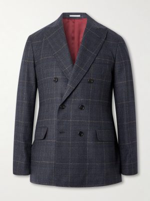Checked Double-Breasted Cashmere and Virgin Wool-Blend Suit Jacket Checked Double-Breasted Cashmere and Virgin Wool-Blend Suit Jacket