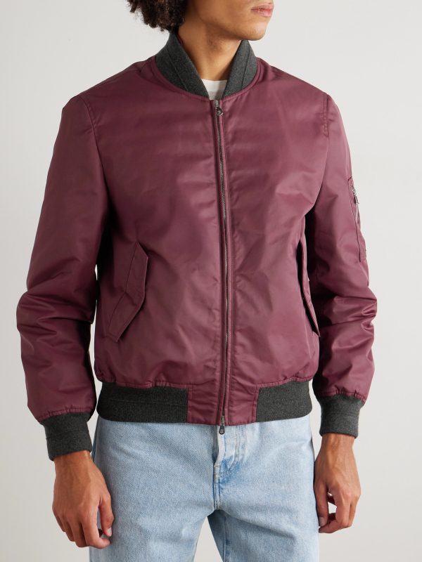 Padded Cashmere-Trimmed Shell Bomber Jacket - FR Padded Cashmere-Trimmed Shell Bomber Jacket - FR