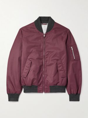 Padded Cashmere-Trimmed Shell Bomber Jacket Padded Cashmere-Trimmed Shell Bomber Jacket
