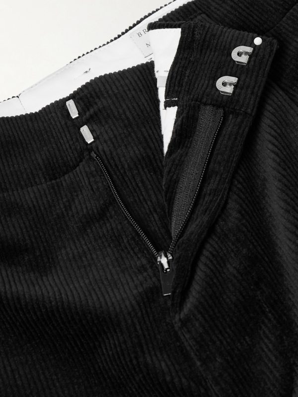 Tapered Pleated Stretch Cotton and Cashmere-Blend Corduroy Trousers - E1 Tapered Pleated Stretch Cotton and Cashmere-Blend Corduroy Trousers - E1