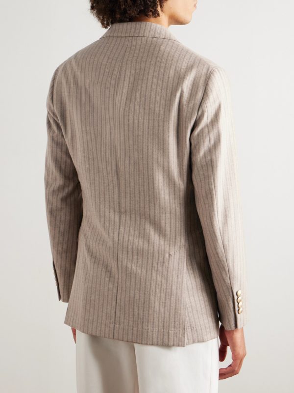 Striped Cashmere and Silk-Blend Suit Jacket - BK Striped Cashmere and Silk-Blend Suit Jacket - BK
