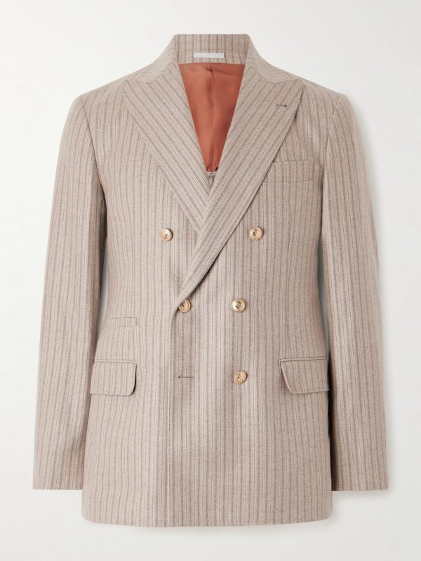 Striped Cashmere and Silk-Blend Suit Jacket Striped Cashmere and Silk-Blend Suit Jacket