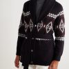 Shawl-Collar Belted Jacquard-Knit Wool, Silk and Cashmere-Blend Cardigan - FR Shawl-Collar Belted Jacquard-Knit Wool, Silk and Cashmere-Blend Cardigan - FR