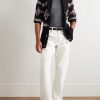 Shawl-Collar Belted Jacquard-Knit Wool, Silk and Cashmere-Blend Cardigan - OU Shawl-Collar Belted Jacquard-Knit Wool, Silk and Cashmere-Blend Cardigan - OU