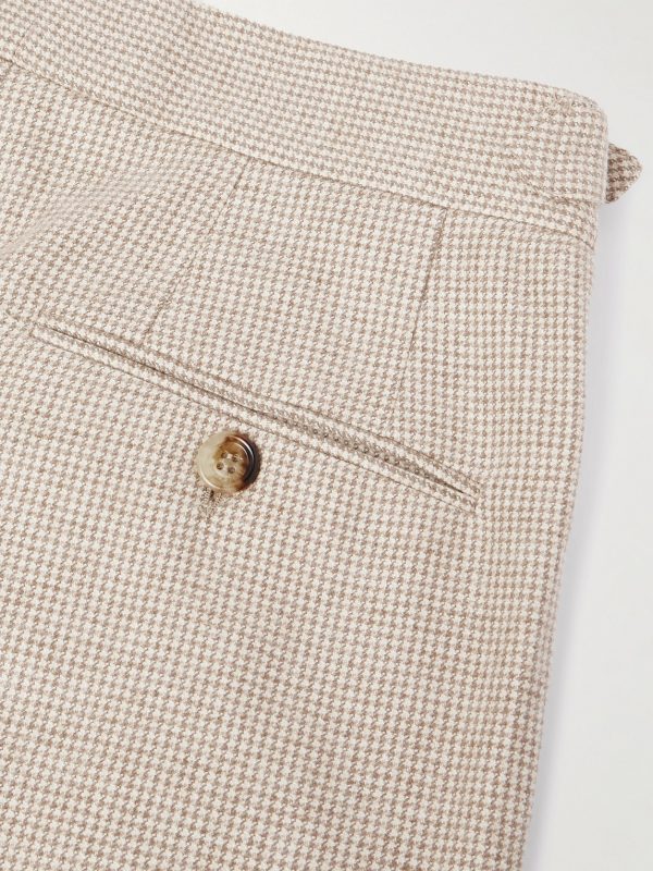 Straight-Leg Pleated Puppytooth Cashmere and Silk-Blend Suit Trousers - CU Straight-Leg Pleated Puppytooth Cashmere and Silk-Blend Suit Trousers - CU
